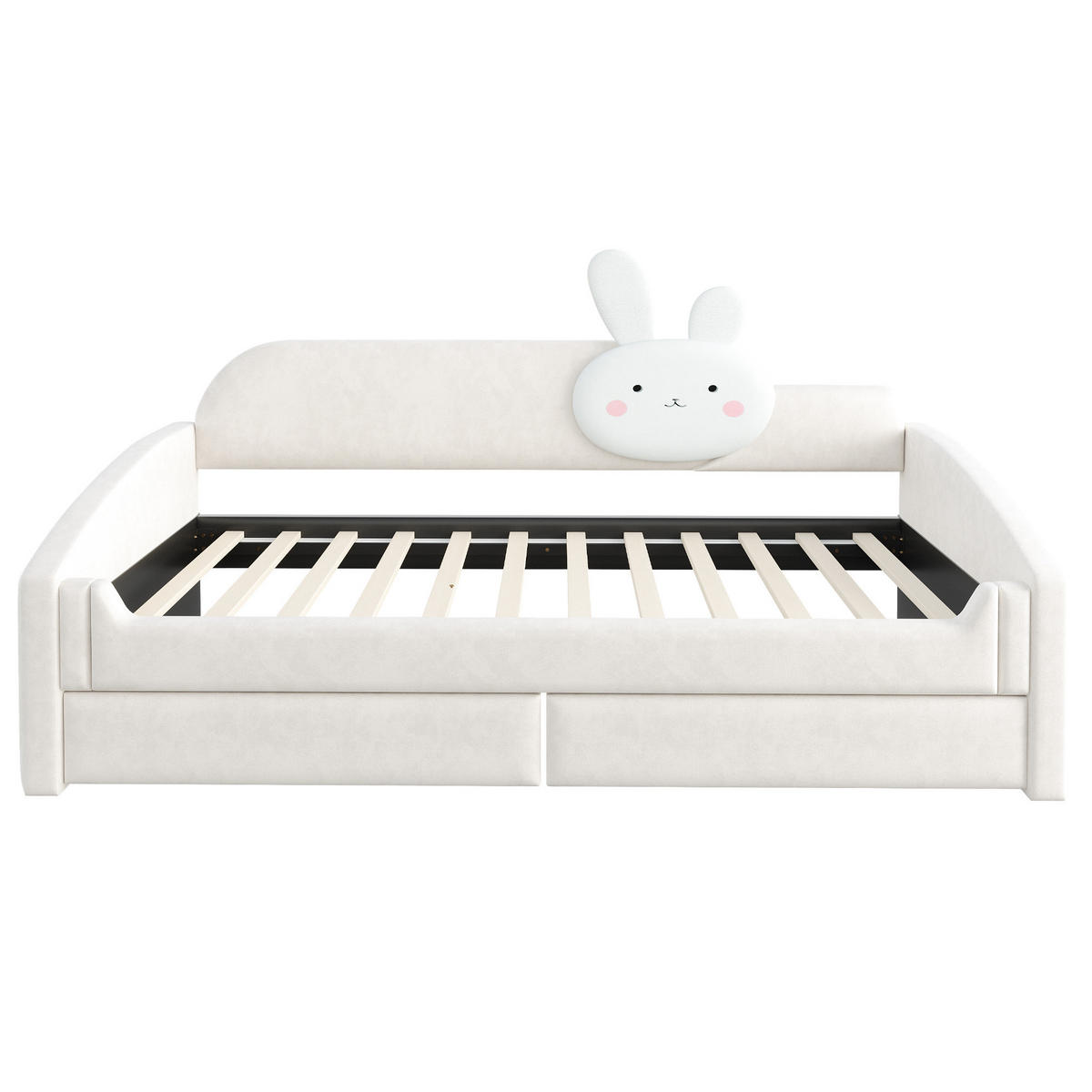 KINDERBETT mit 2 Schubladen und LED 90x200 cm Samt Beige - Beige, Holzwerkstoff (90/200cm) - Beauniv