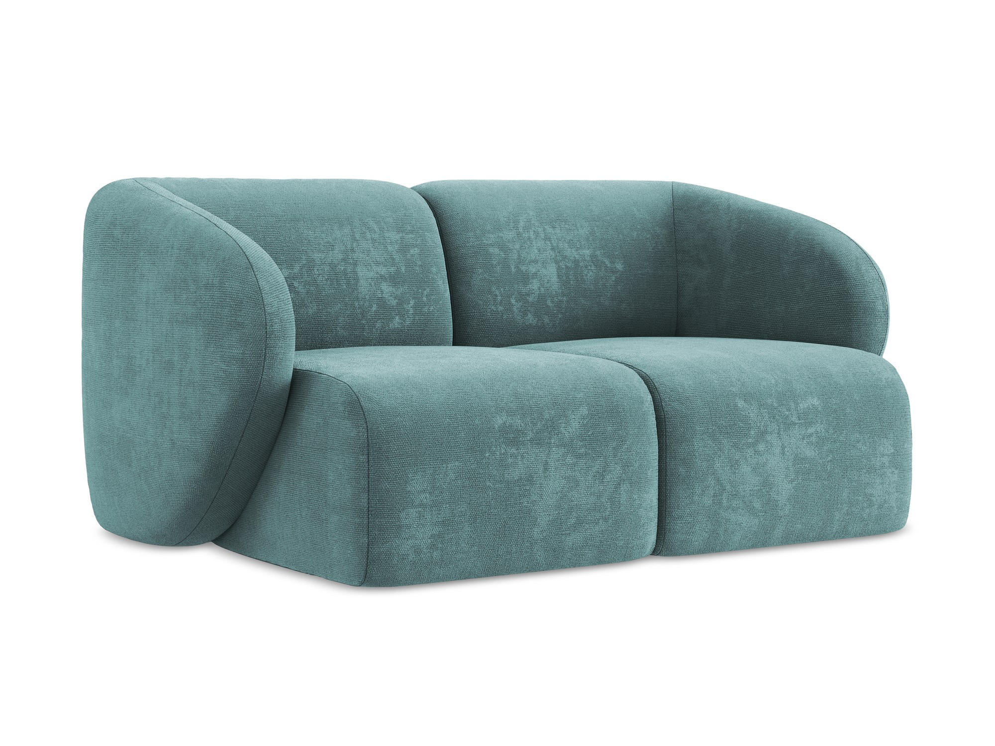 2-SITZER-SOFA Chenille Stoff Blau - Blaugrau/Schwarz, Holzwerkstoff/Kunststoff (174/75/94cm) - Makamii