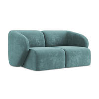 2-SITZER-SOFA Chenille Stoff Blau - Blaugrau/Schwarz, Holzwerkstoff/Kunststoff (174/75/94cm) - Makamii