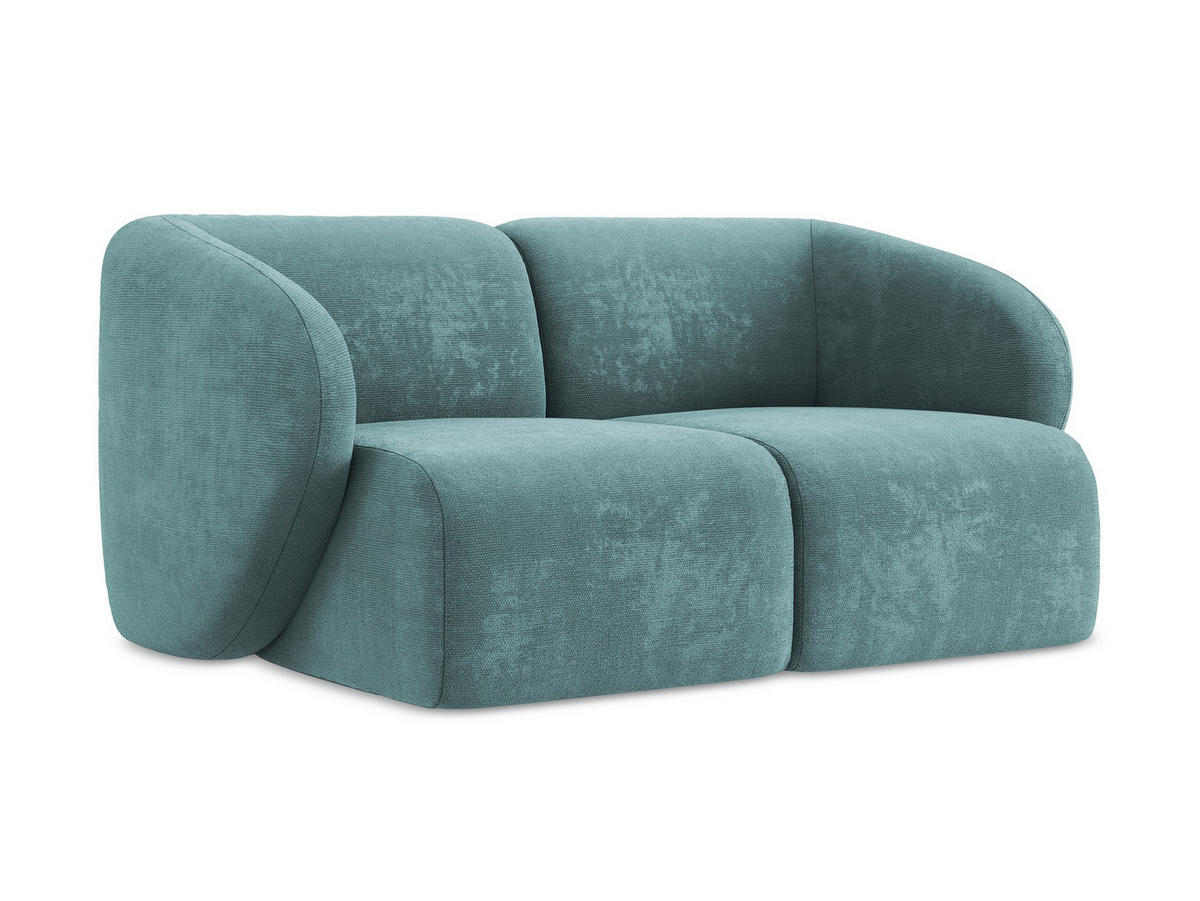 2-SITZER-SOFA Chenille Stoff Blau - Blaugrau/Schwarz, Holzwerkstoff/Kunststoff (174/75/94cm) - Makamii