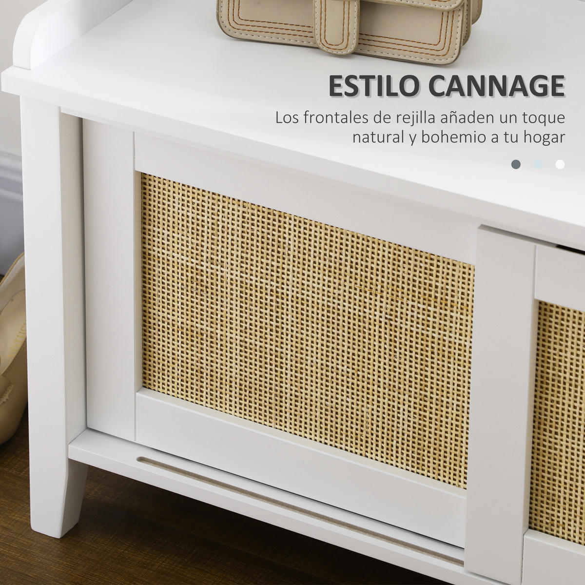 KONSOLENTISCH Weiß MDF Rattan 1 Stück - Weiß, Kunststoff (80/35/45cm) - GiPP