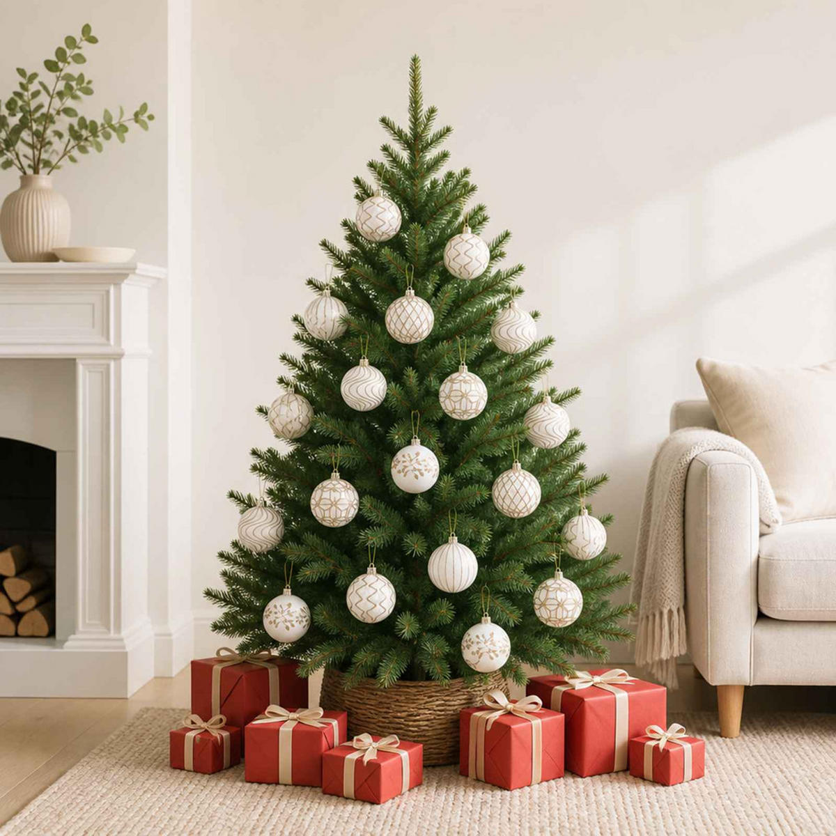 WEIHNACHTSKUGELSET XL 18 -teilig 8 cm Weiß Polystyrol - Weiß, Kunststoff (8/8/8cm) - vidaXL