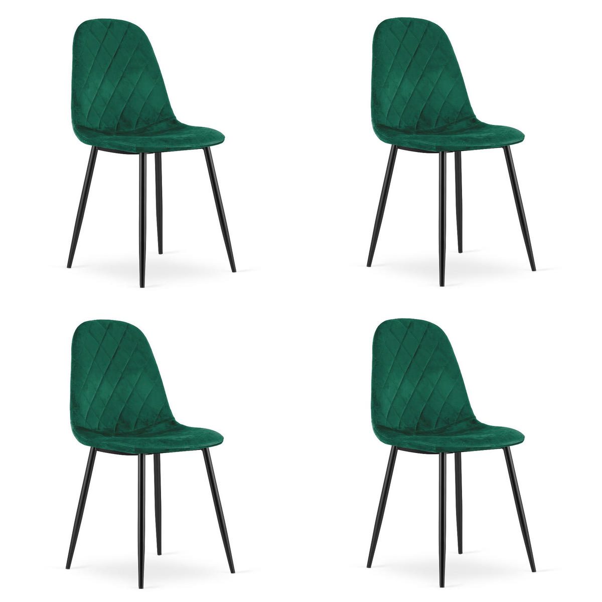 ESSZIMMERSTUHL 4-er Set DAPI dunkelgrüner Sitz - Dunkelgrün, Textil (44.5/87.5/50.5cm) - Valora