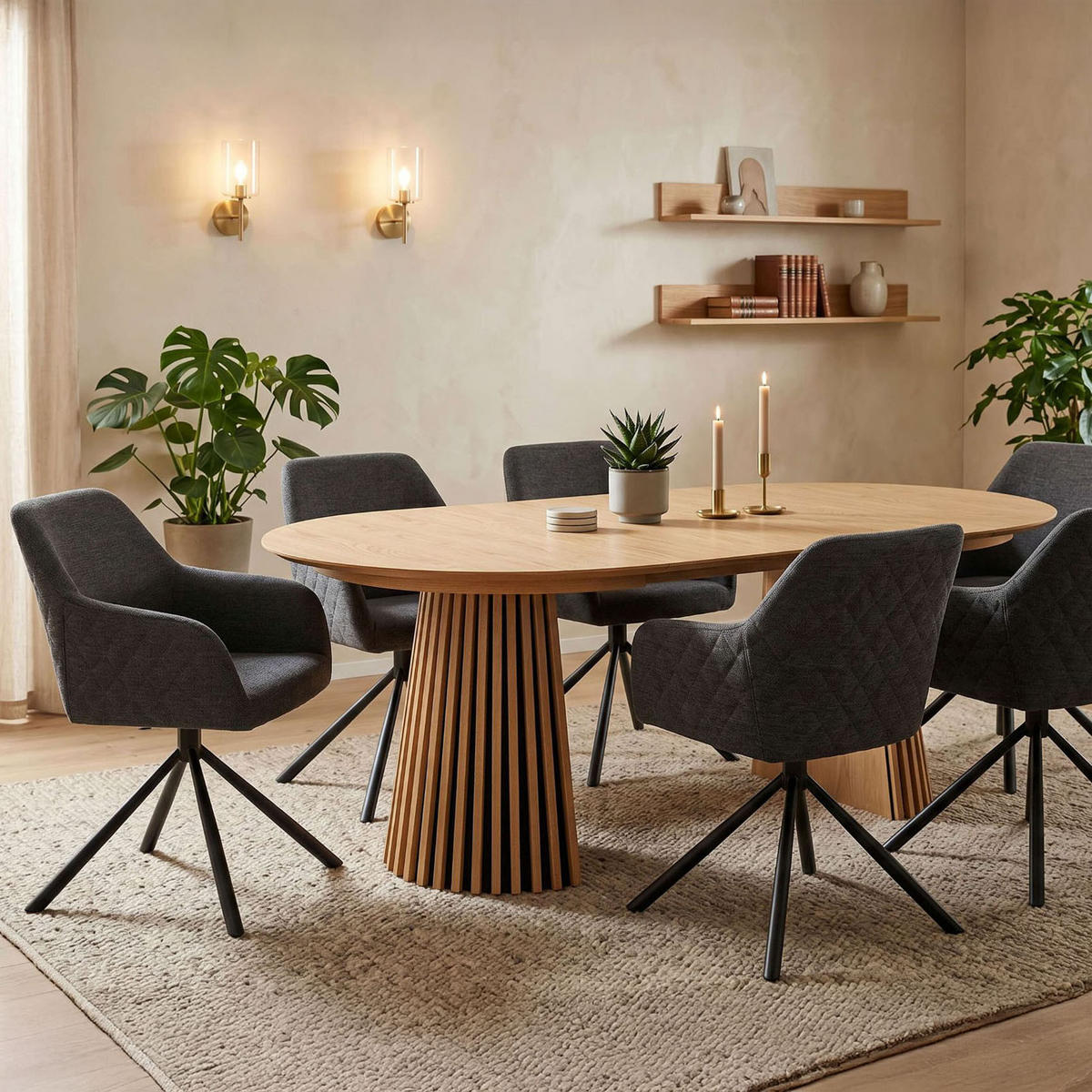 ESSZIMMER-SET Cuneo und Oria - Braun/Grau, Holz (210/75/120cm) - Mr. Deko