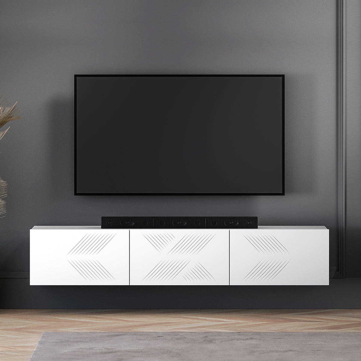 TV-MÖBEL Aura Weiß - Weiß, Holzwerkstoff (170/32/37cm) - Petits-meubles