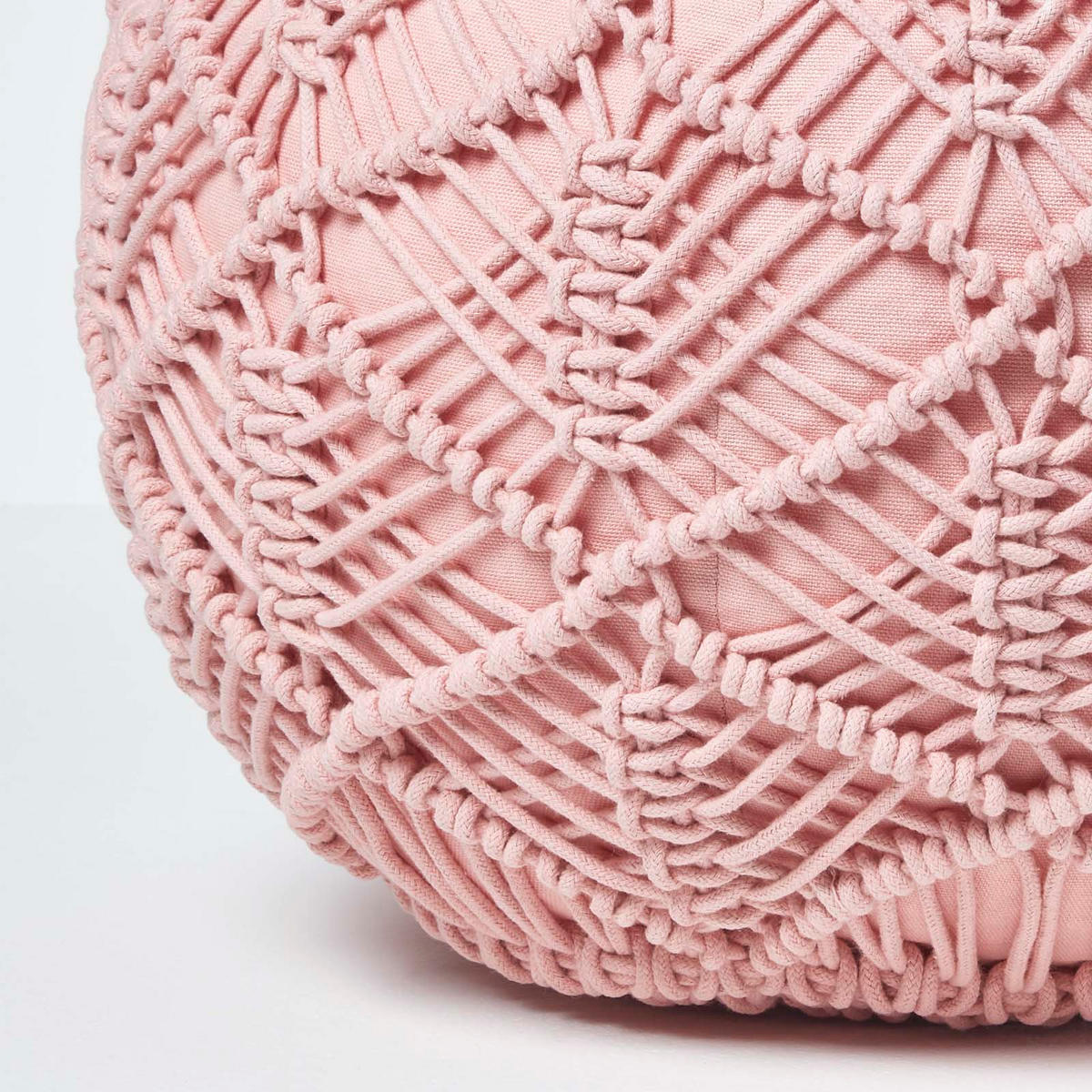 POUF rosa im Makramee-Stil, 40/40/35 cm - Rosa, Textil (40/35/40cm) - Homescapes