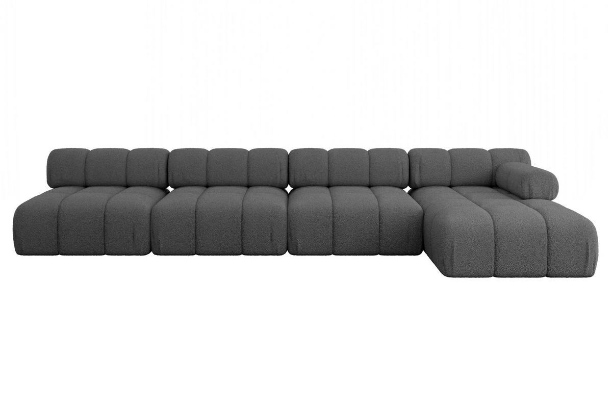ECKSOFA modulares Sofa Razon-L3 - 380x160x70 cm Grau Bouclé - Grau, Holzwerkstoff/Textil (380/160cm) - ALTDECOR