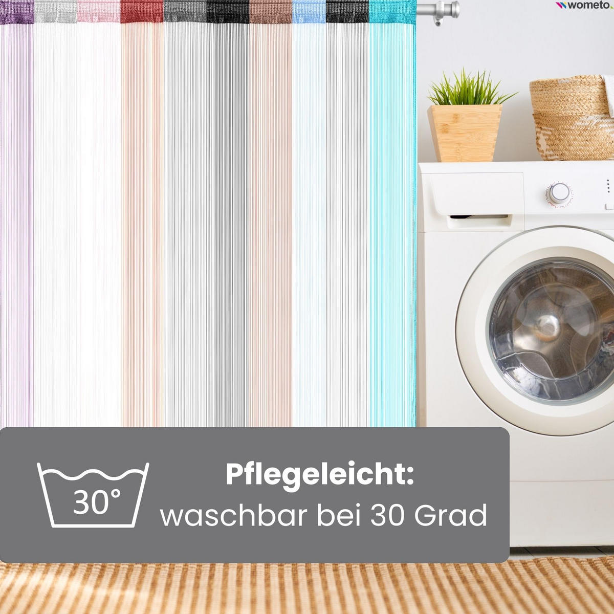 FADENVORHANG blau 245/90 cm Stangendurchzug kürzbar - Blau, Textil (90/245/1cm) - wometo