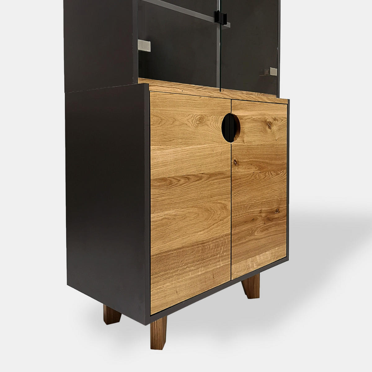 BÜCHERREGAL mit Regale Vitrine ins Wohnzimmer GRAND - Eichefarben, Holz (80/185/45cm) - Rawood Furniture