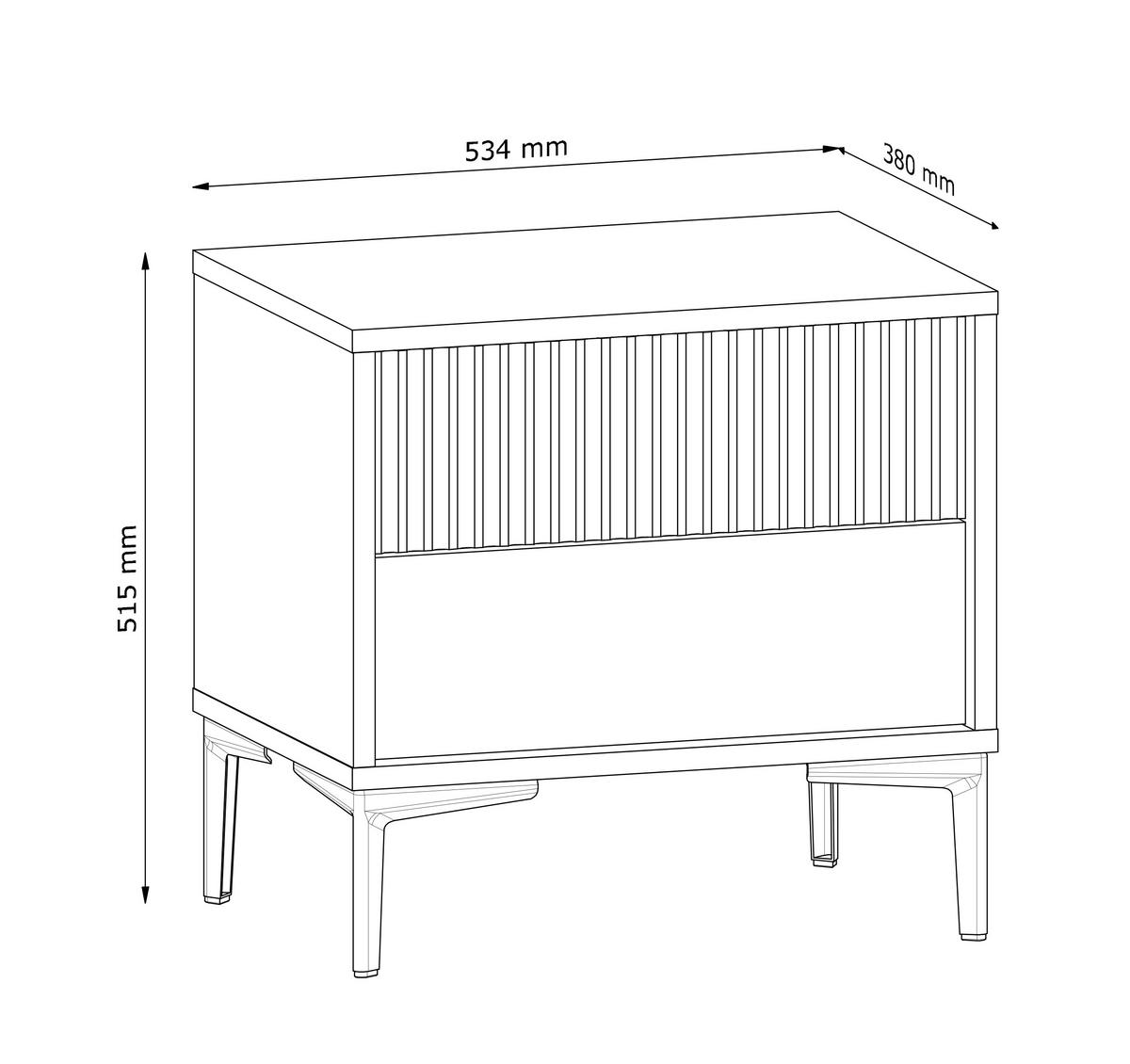 NACHTTISCH Urgano 2S Beige 53,5/51,5/38 cm – 2 Schubladen - Beige/Goldfarben, Holzwerkstoff/Metall (53.5/51.5/38cm) - AX Living