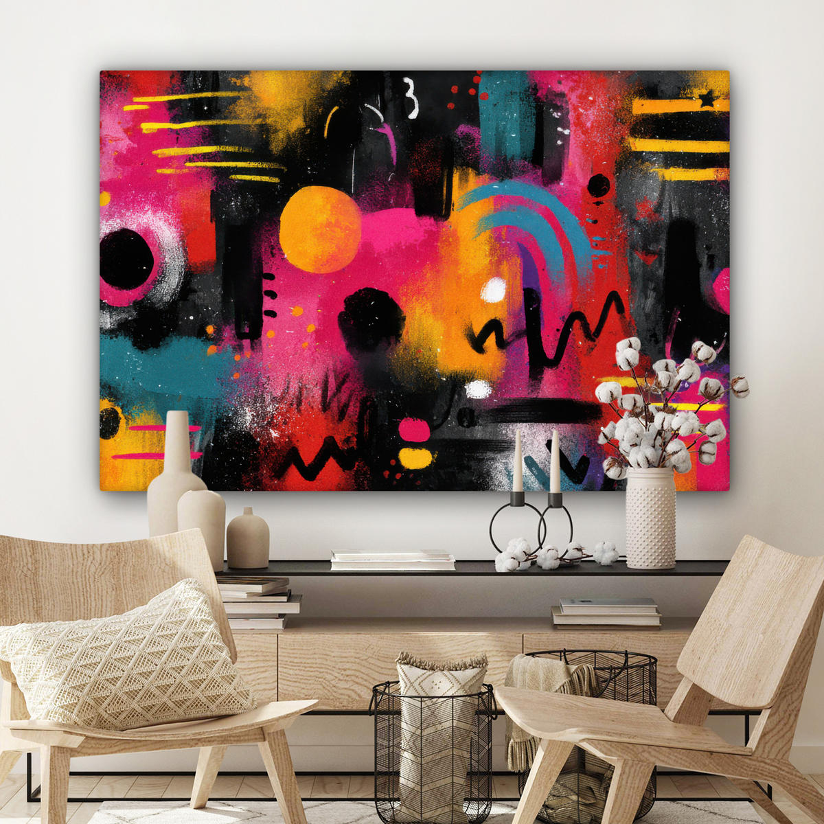 LEINWANDBILD Farbflächen - Formen - Bunt - Abstrakt XXL 150x100 cm - Pink, Textil (150/100cm) - MuchoWow