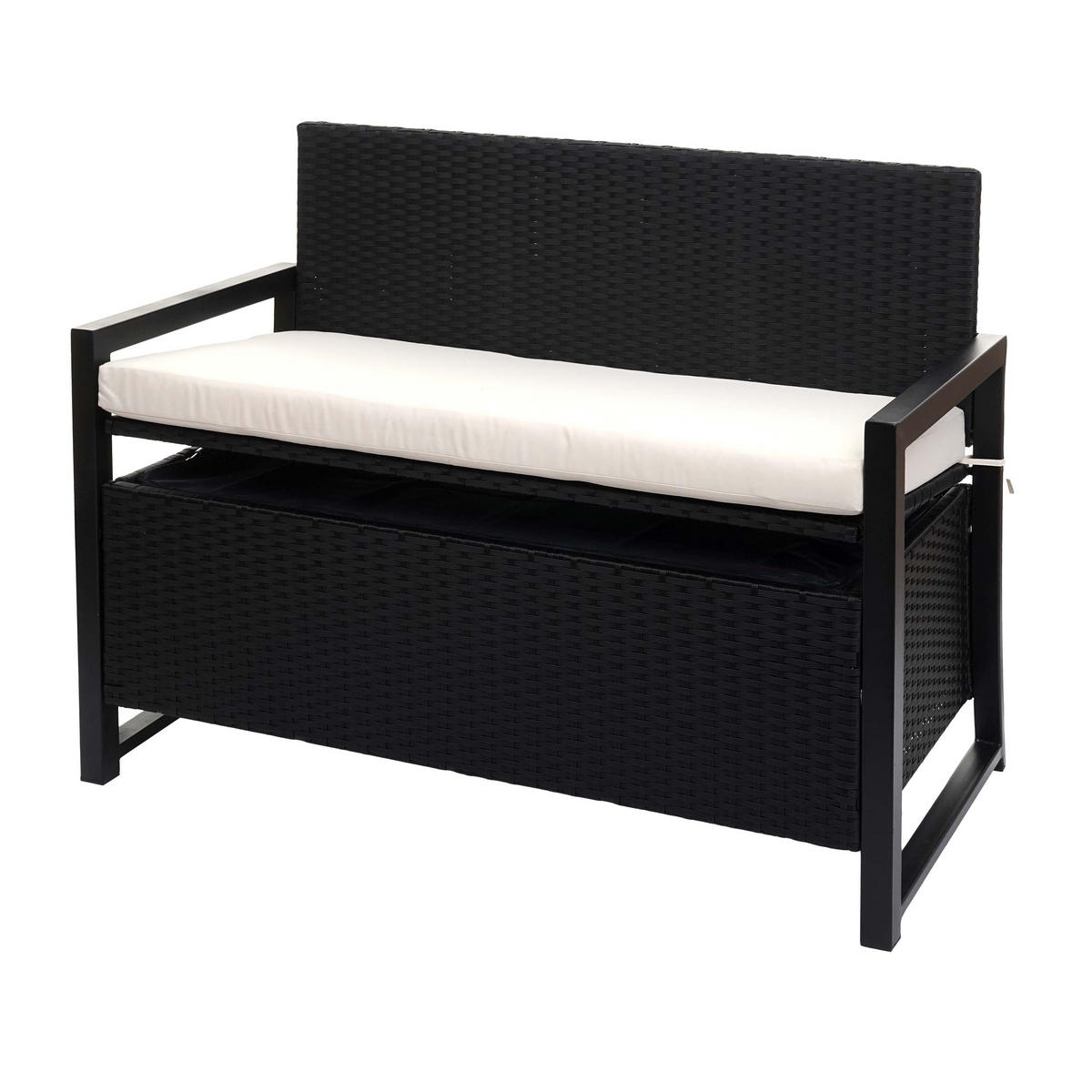 POLY-RATTAN 2ER SITZBANK Anthrazit, Cremeweiß - Anthrazit/Weiß, Kunststoff (117/87/57cm) - MCW