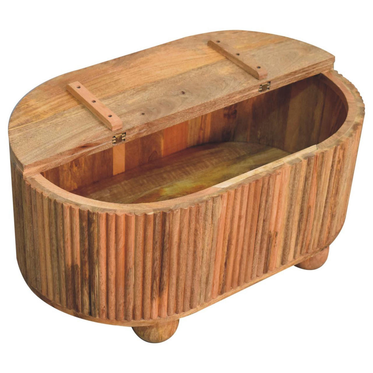 COUCHTISCH Massivholz Soba Kugel, Aufklappbarer Stauraum, Hellbraun - Hellbraun, Mangoholz/Holz (50/82/39cm) - Artisan Furniture