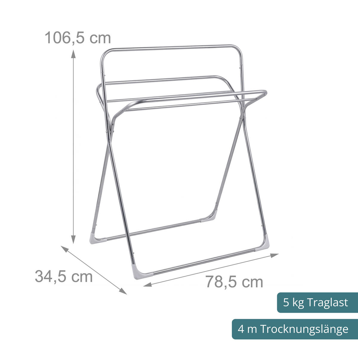 SUŠÁK ručníků - stříbrná, kov/plast (78.5/106.5/34.5cm) - Relaxdays