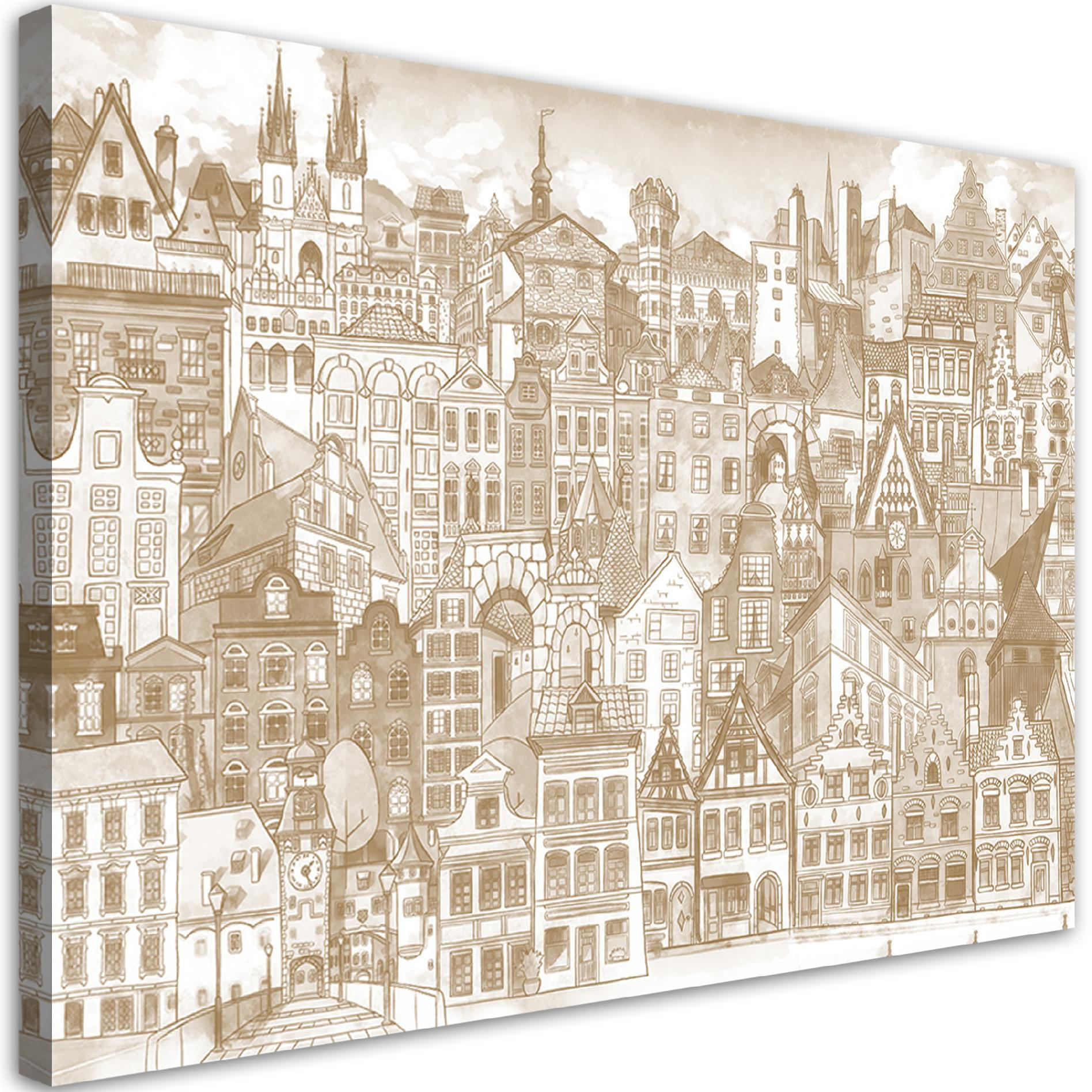 WANDBILD fröhliche stadt - Beige, Textil (60/40cm) - Feeby