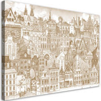 WANDBILD fröhliche stadt - Beige, Textil (60/40cm) - Feeby