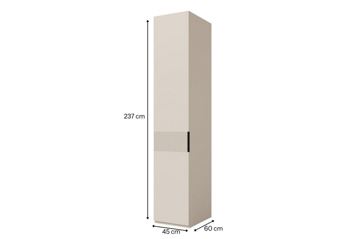 KLEIDERSCHRANK SUN 45/237/60 cm in Macadamia | Rechts - Kaschmir, Holzwerkstoff (45/237/60cm) - Deine Möbel 24