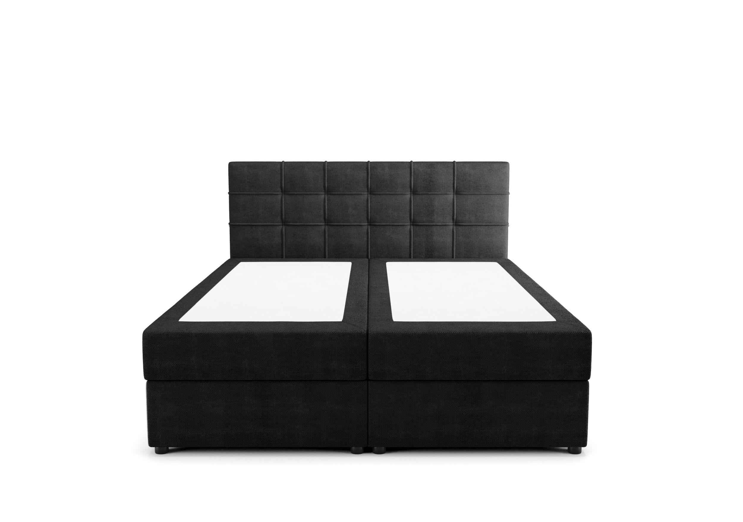 BOXBETT KIDA mit Matratze H3, Bonell und Topper 180x200 Curio 99 - Schwarz, Textil (180/200cm) - Bedante