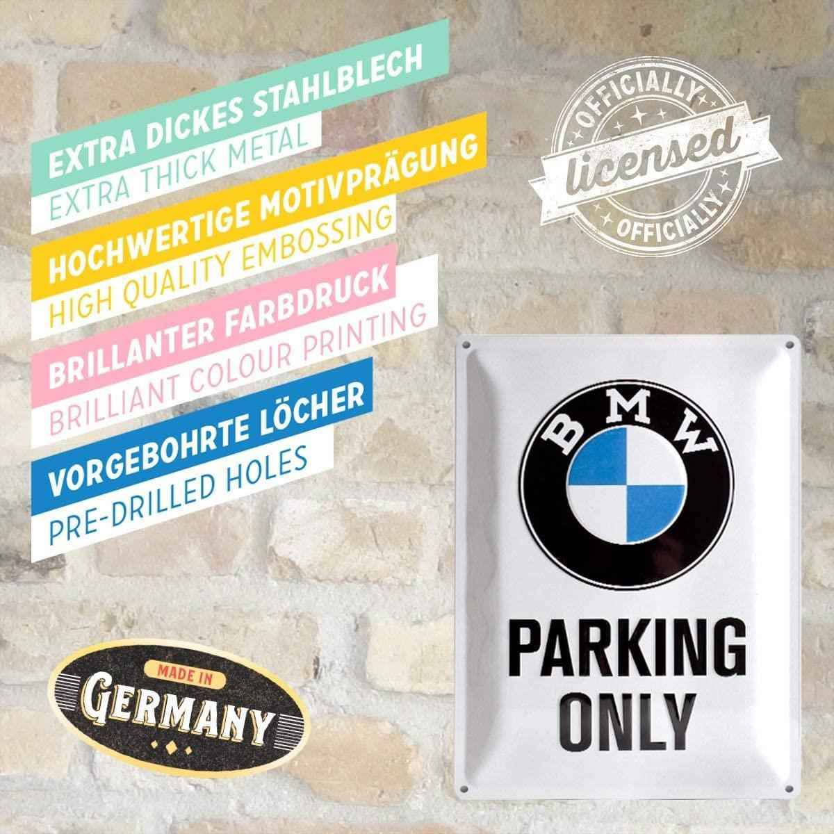 BLECHSCHILD 30/40 cm BMW Parking Only White - Multicolor, Metall (30/40/0.2cm) - Nostalgic-Art