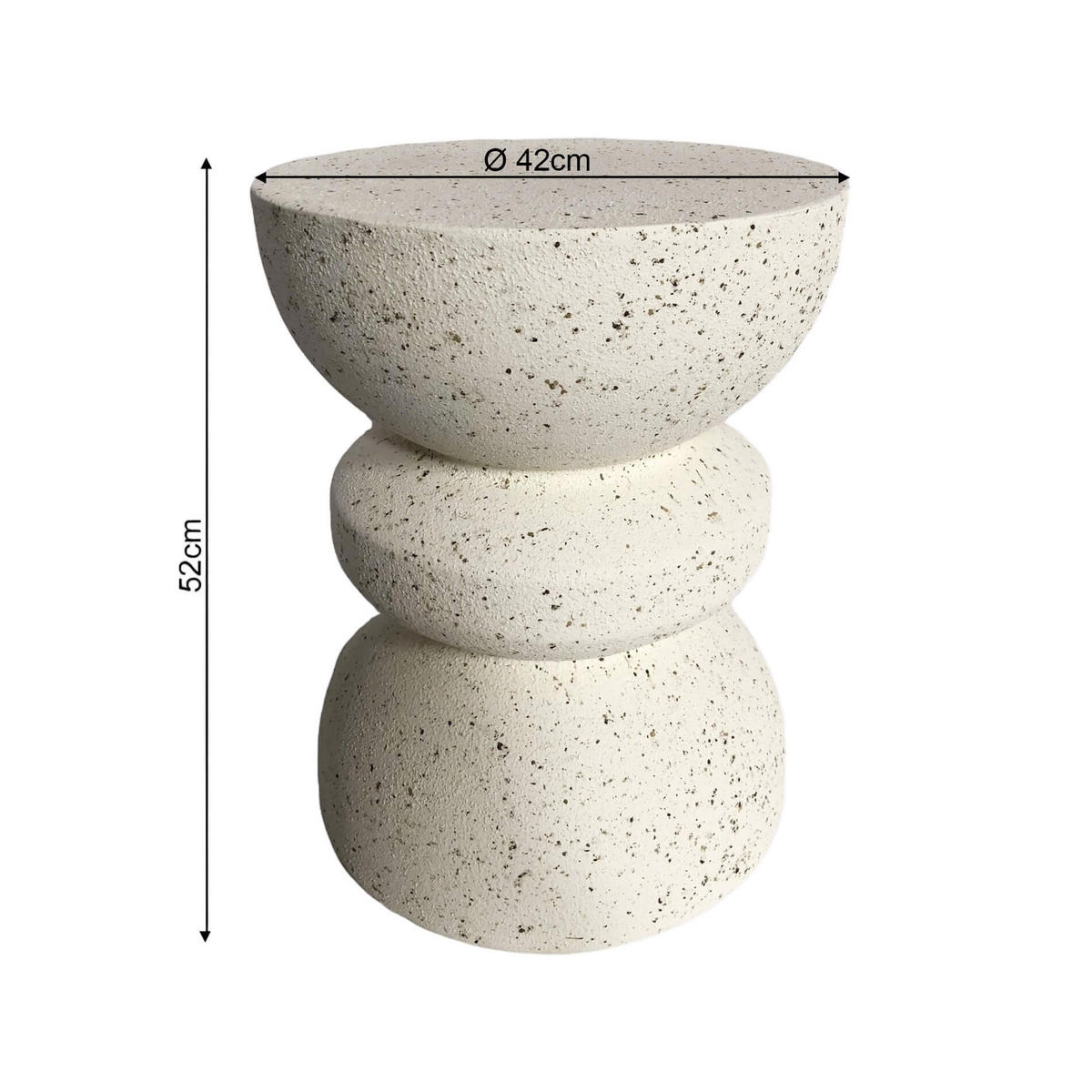 BEISTELLTISCH Weiß Schwarz 35/35/44,5 cm - Weiß, Stein (35/35/44.5cm) - Mobili Rebecca