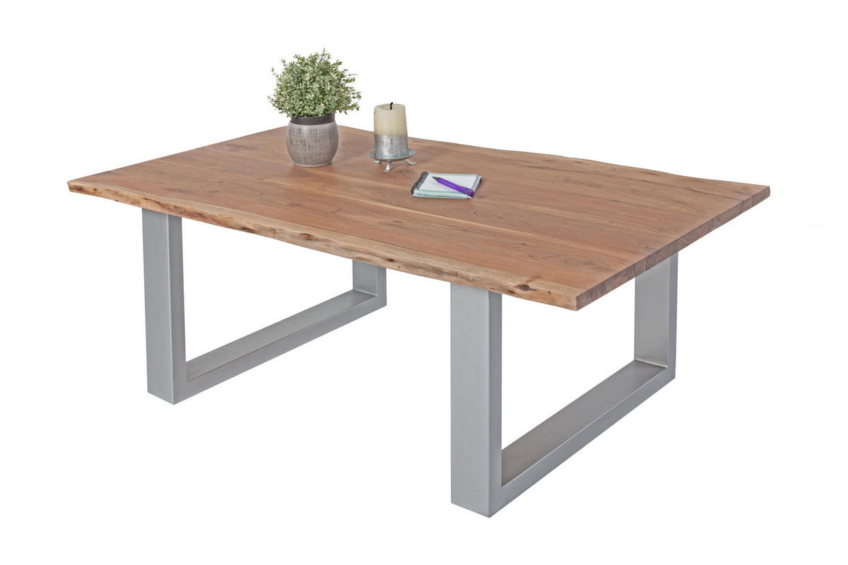 COUCHTISCH INSA - Beige/Silberfarben, Holz/Metall (75/140/43cm) - SAM