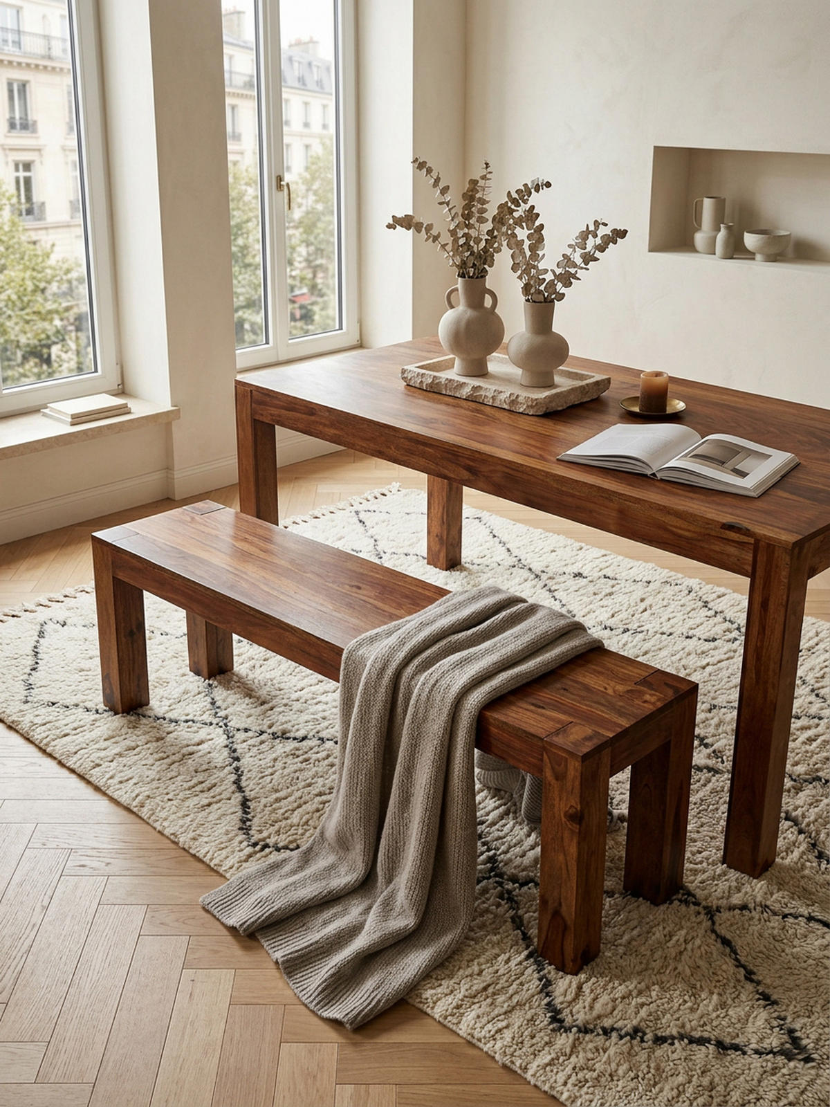 SITZBANK Massivholz Landhausstil handgefertigt, Braun 140x35x45 cm - Braun, Holz (140/45/35cm) - KADIMA DESIGN