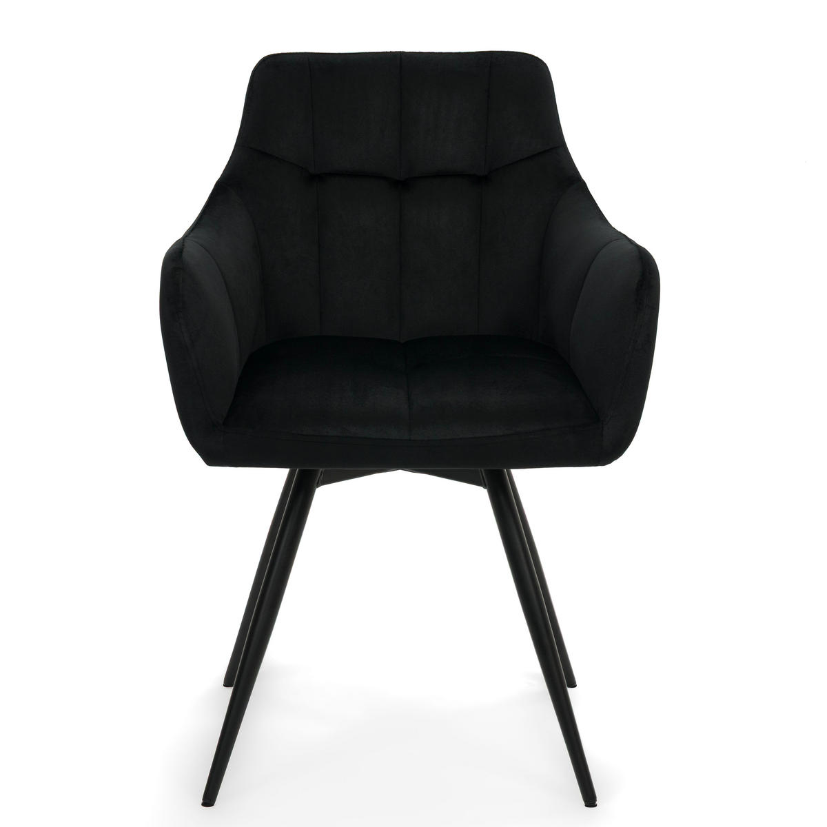 STUHL FANO drehbar gepolsterter mit Steppung - schwarz - Velour - Schwarz, Textil/Metall (58/83/59cm) - NEW HOME