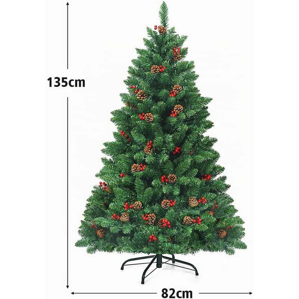 WEIHNACHTSBAUM mit warmweißen LEDs 135cm Grün - Grün, Metall (135cm) - COSTWAY