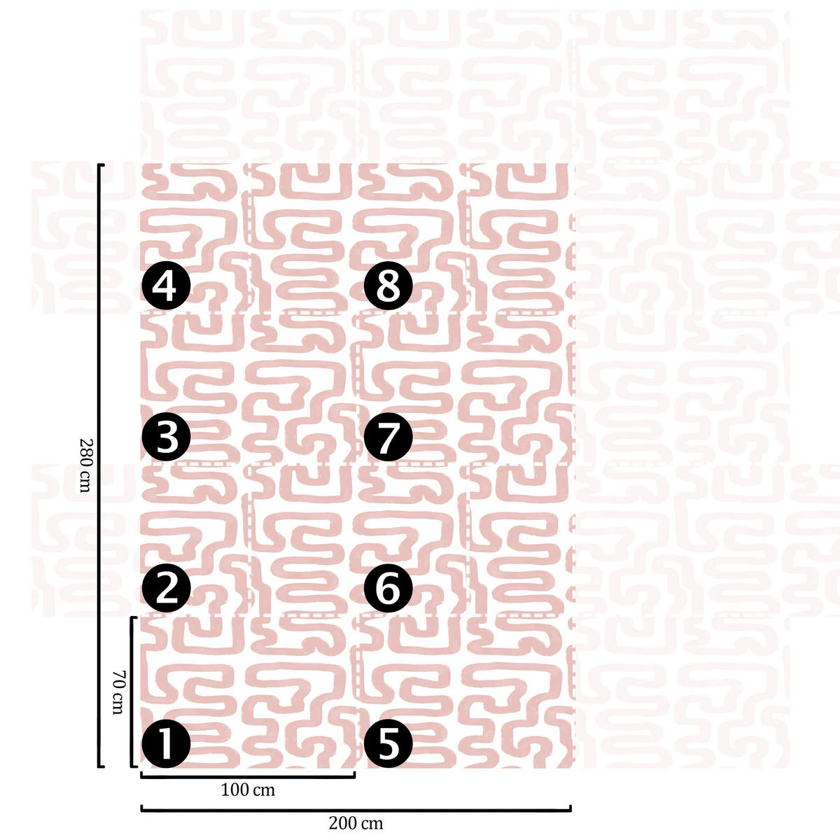 TAPETE Abstrakt aus echtem Papier, 200x280cm, 8 Bögen - Pink, Papier (200/280cm) - WALLPAPERS4BEGINNERS