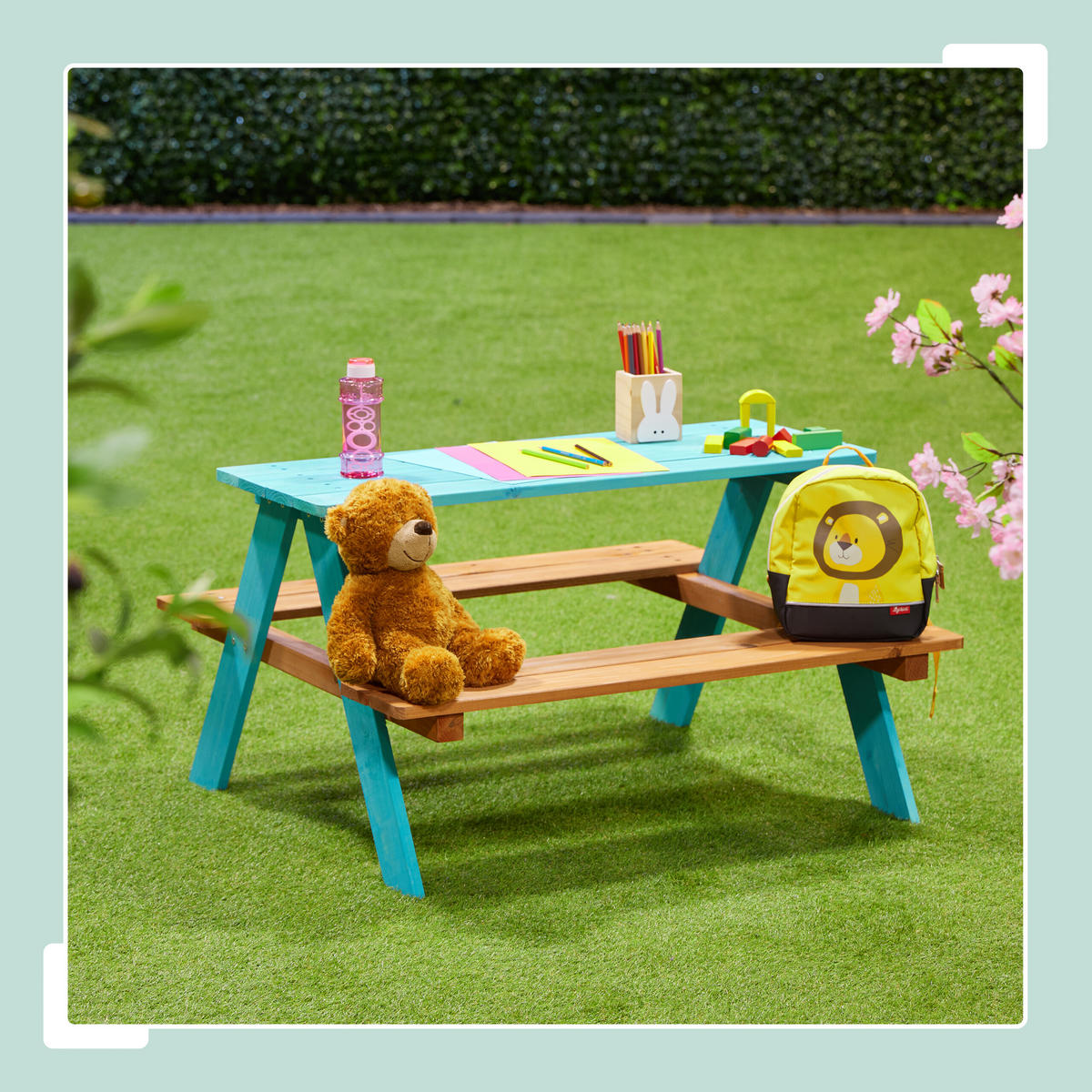 KINDERSITZGRUPPE - Türkis, Holz - Relaxdays