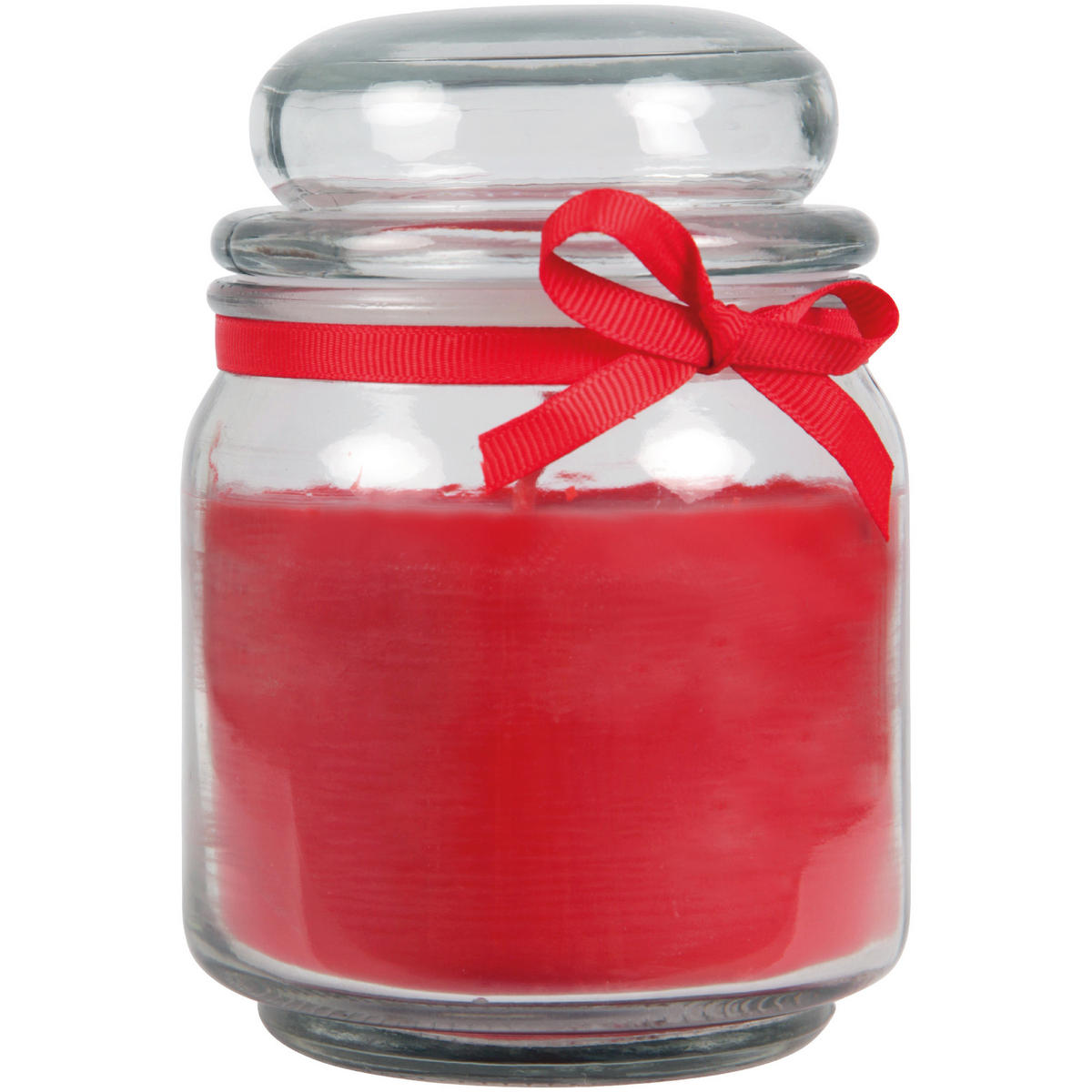 DUFTKERZE im Bonbonglas mit Deckel Rose 70h - Rot, Glas (9/13cm)
