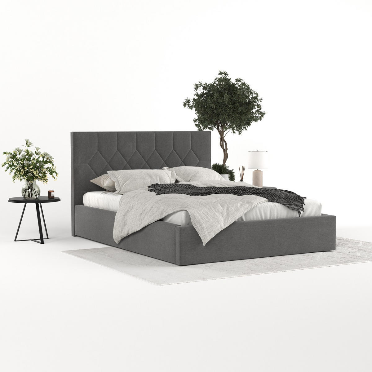 POLSTERBETT Brisa 180/200 cm Anthrazit im Asti Stoff - Anthrazit/Schwarz, Holz/Holzwerkstoff (180/200cm) - AltaBeds