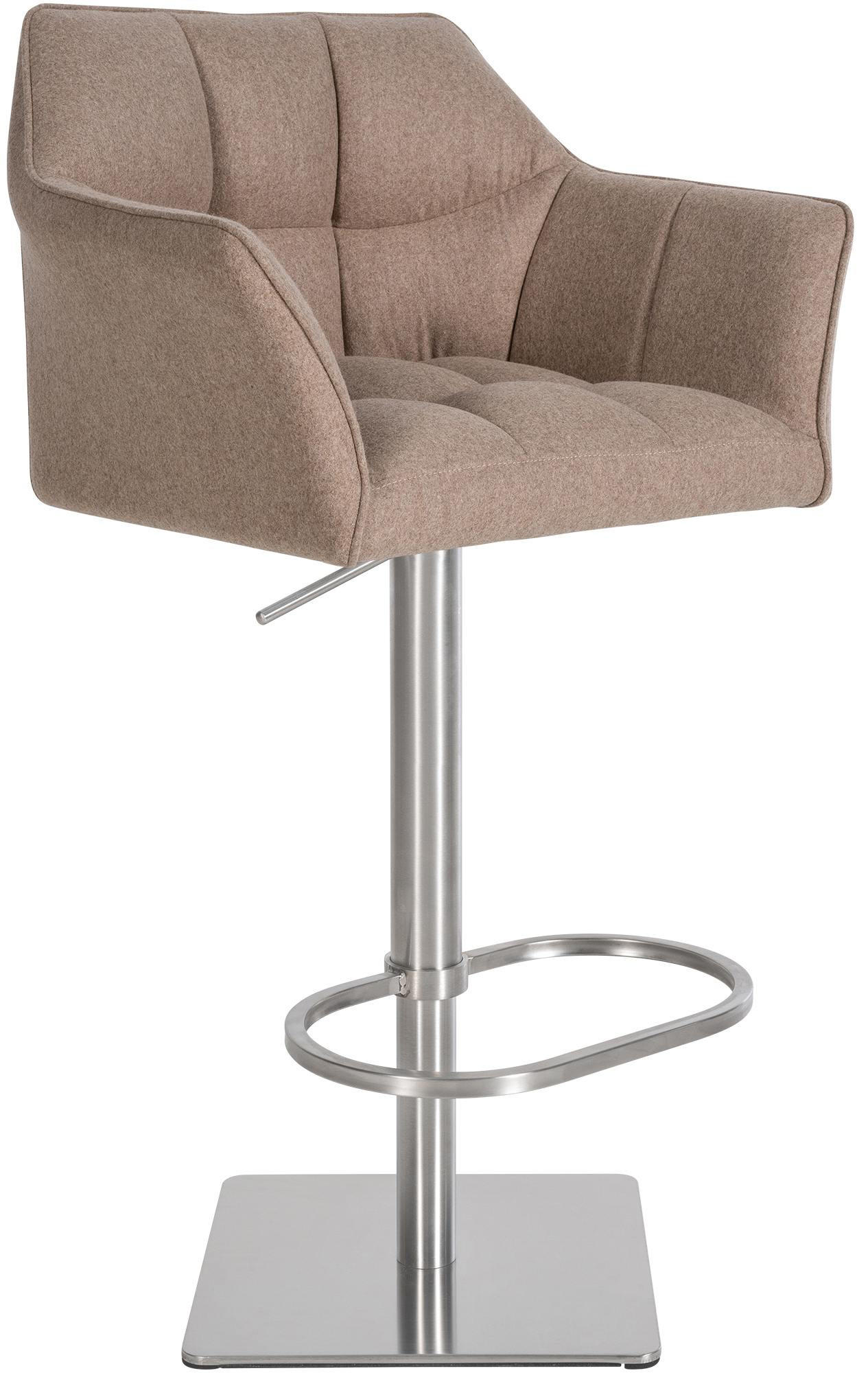 BARHOCKER Filz Taupe - Taupe/Edelstahlfarben, Textil/Metall (64/88/45cm) - CLP