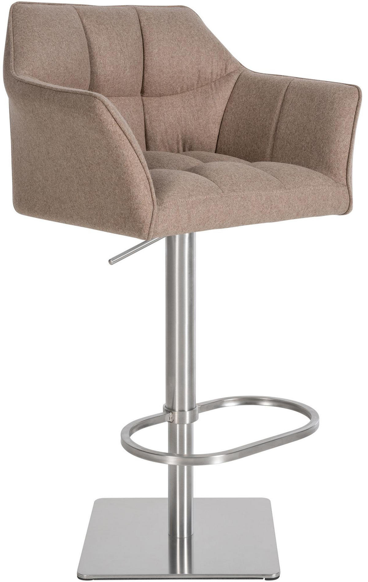 BARHOCKER Filz Taupe - Taupe/Edelstahlfarben, Textil/Metall (64/88/45cm) - CLP