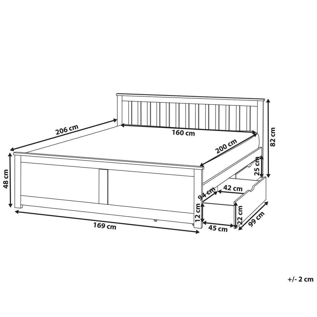 BETT mit Schubladen 160x200 cm Heller Holzfarbton Olendon - Hellbraun, Holz (160/200cm) - Beliani
