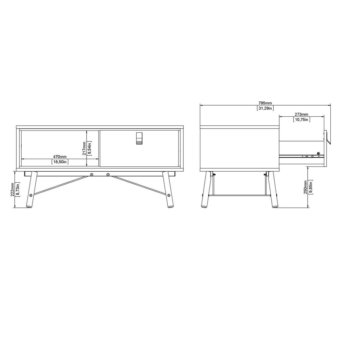 COUCHTISCH wallnuss Dekor - Schwarz, Holzwerkstoff (48/102/50cm) - ebuy24