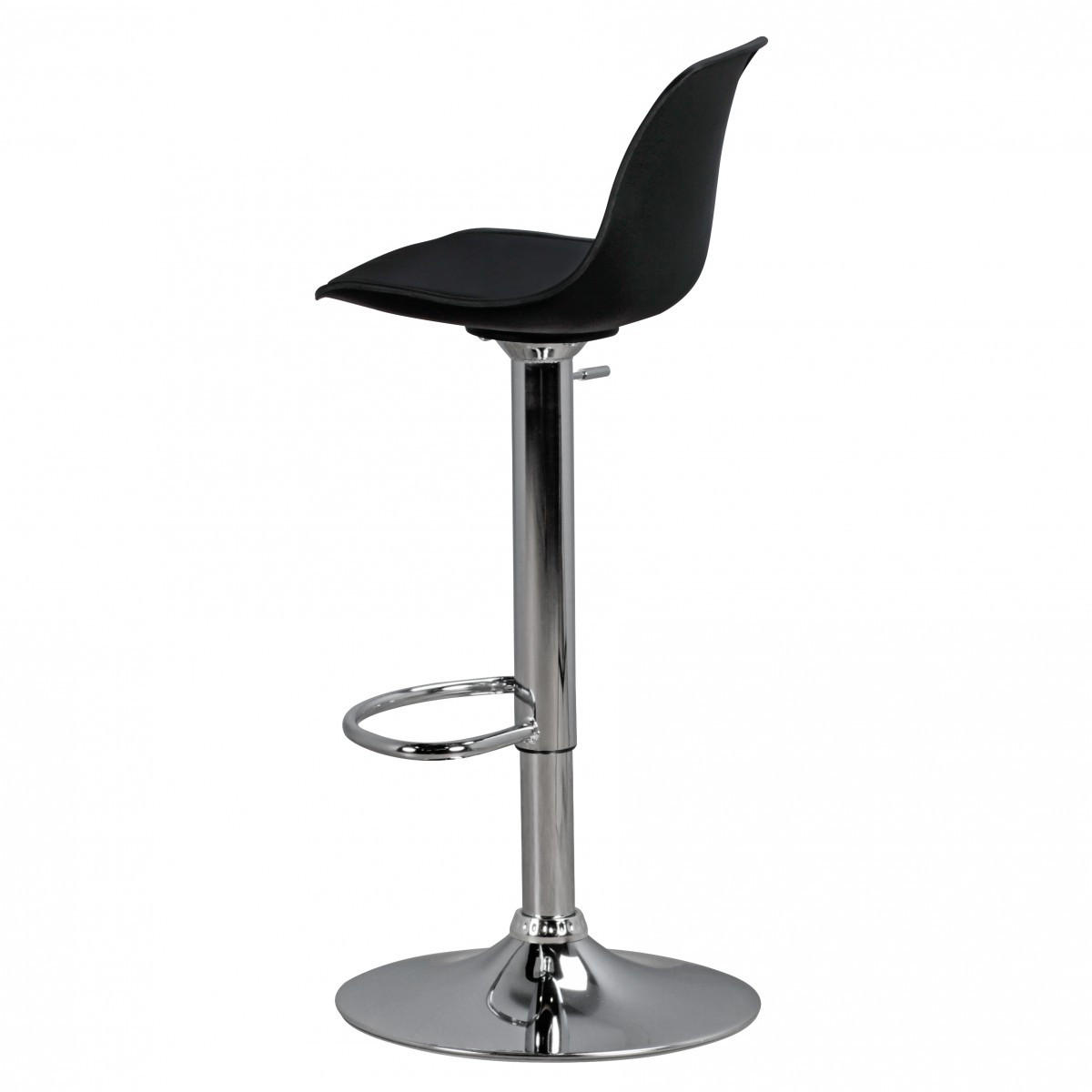 BARHOCKER Lederoptik Verchromt Drehbar BERN, Schwarz 40x40x104 cm - Silberfarben/Schwarz, Kunststoff/Textil (40/104/40cm) - KADIMA DESIGN