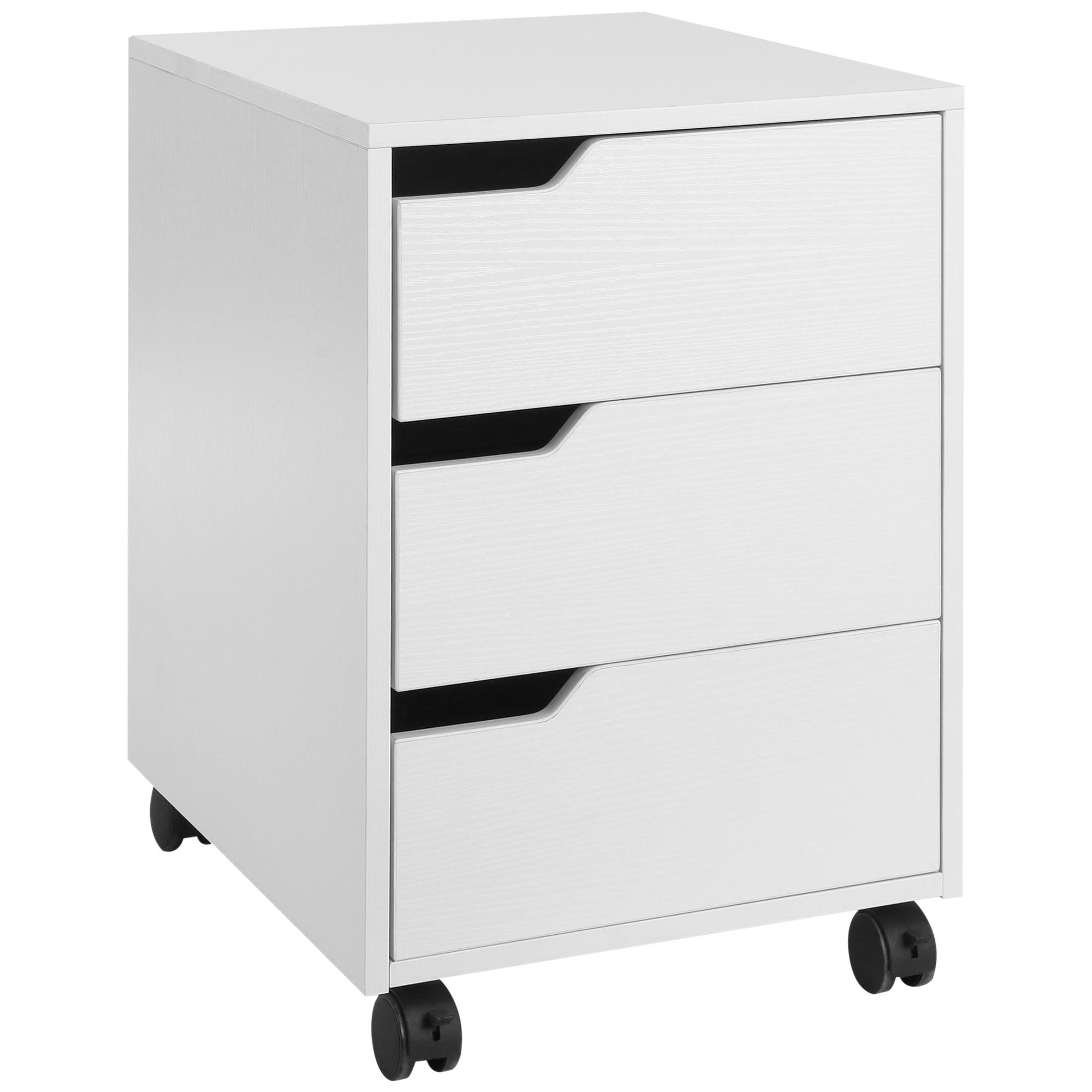 ROLLCONTAINER DE-14404 3 Schubladen, mobil Weiß - Weiß, Holzwerkstoff (50/57.5/40cm) - ComfortXL