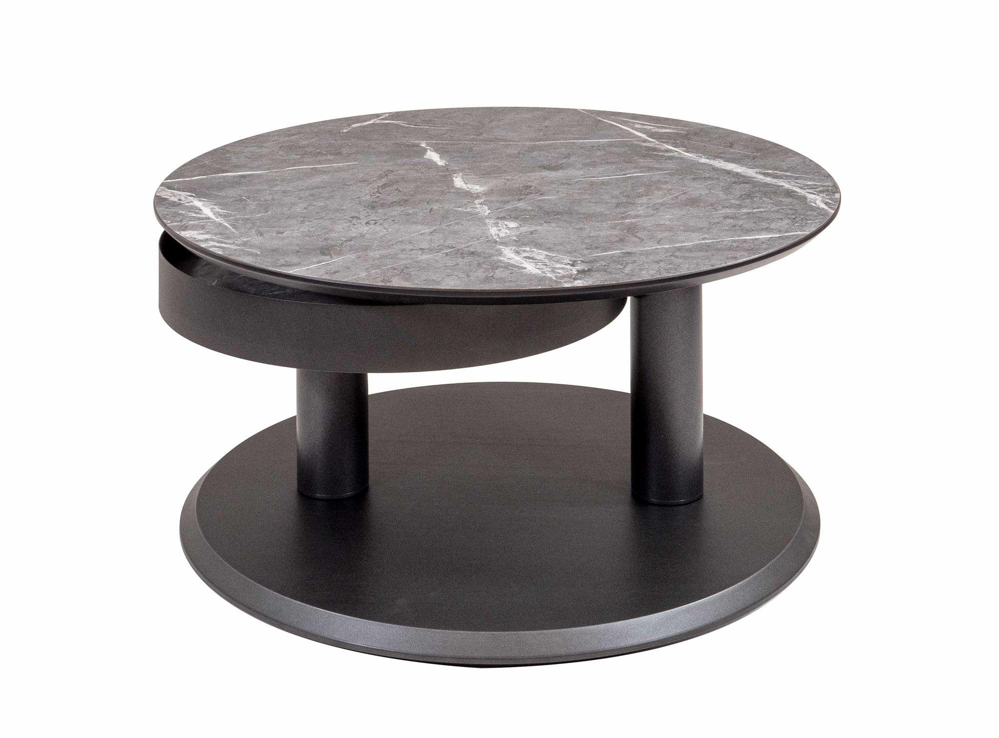 COUCHTISCH mit drehbarer Tischplatte Codie 75x43x75 HPL Schwarz/Grau - Grau, Holzwerkstoff (75/75/75cm) - 58aufmkessel