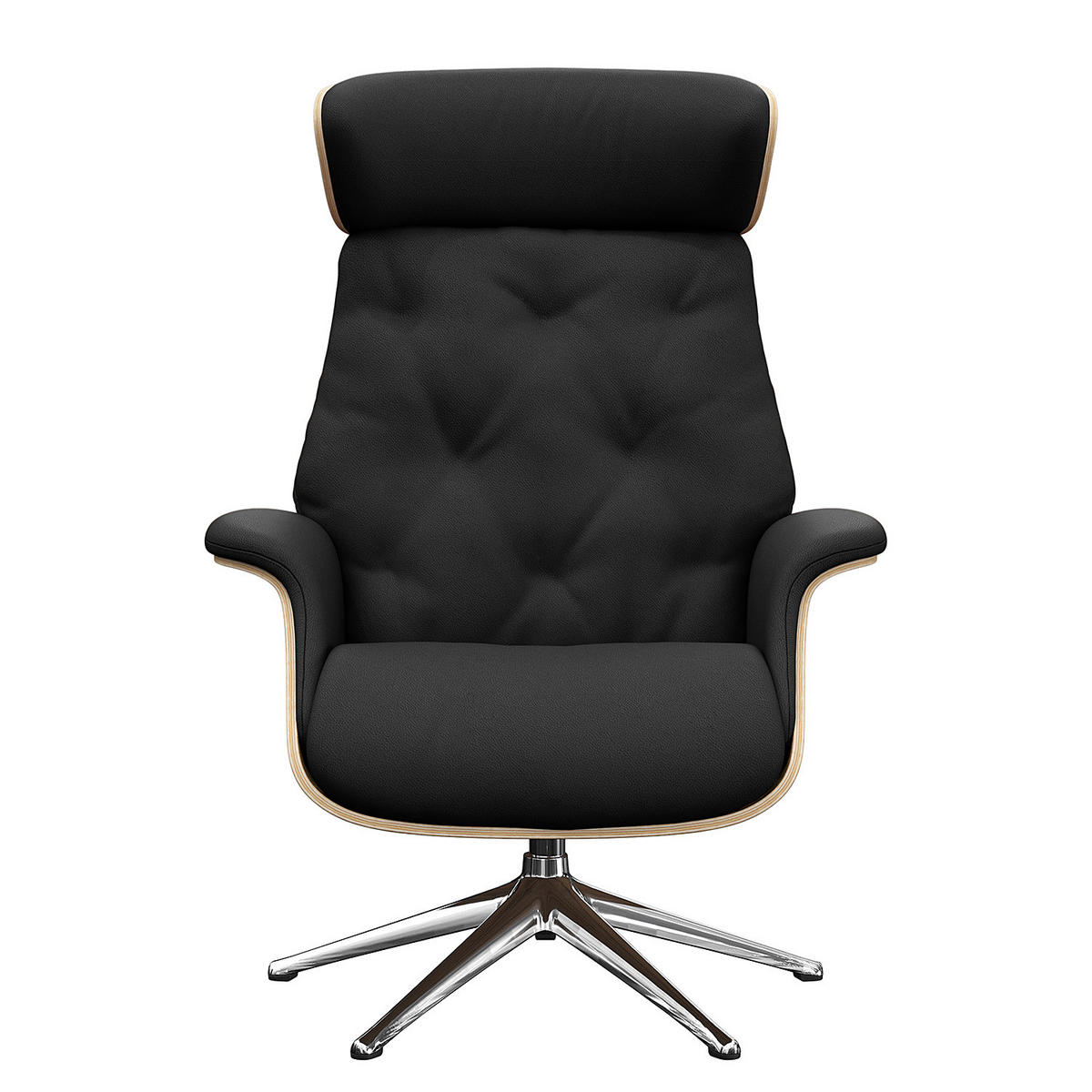 RELAXSESSEL - Echtleder - Chromfarben/Schwarz, Leder/Metall (83/118/83cm) - home24