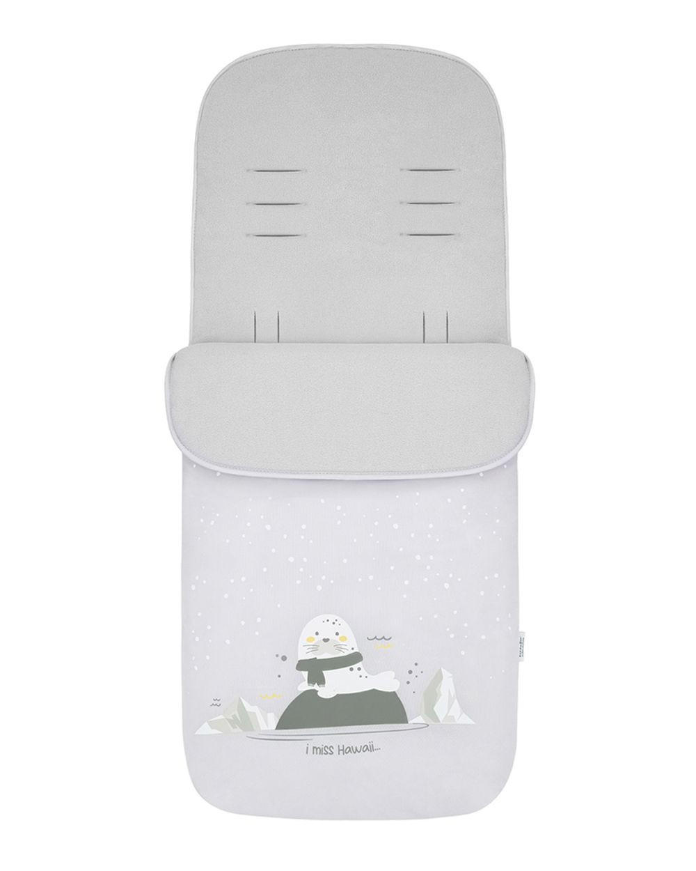 FUSSSACK Polar Friends hellgrau Fleecefutter, wasserabweisend, für 5-Punkt-Gurt, Reißverschluss - Grau, Textil (48/10/85cm) - Kikka boo
