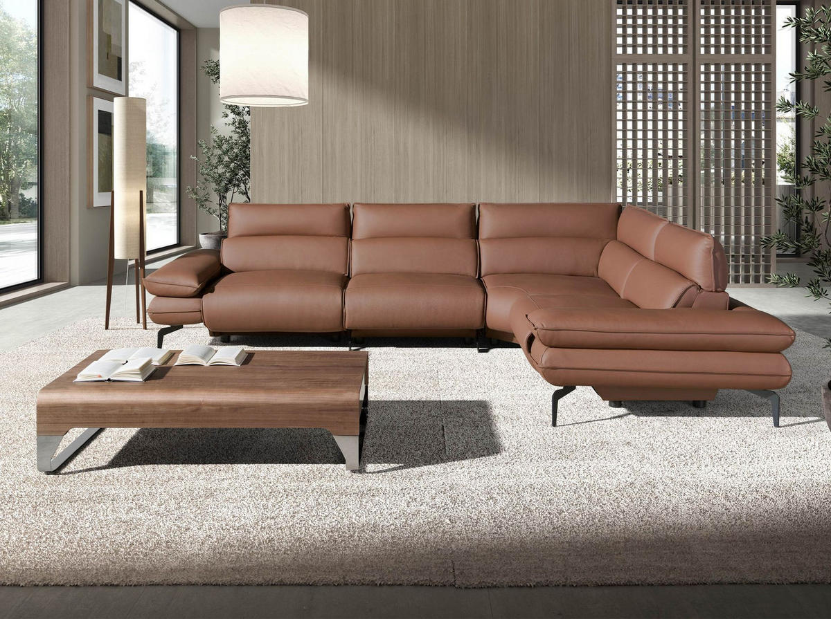 ECKSOFA Modulares Relax-Ecksofa aus braunem Leder 321/241/90 cm - Schwarz/Braun, Leder/Metall (321/241cm) - ANGEL CERDA