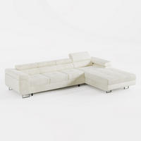 ECKSOFA VEMO CORE PLUS Rechts Creme Velours-Stoff mit Schlaffunktion und Bettkasten - Creme, Holz/Metall (350/205cm) - Barchello
