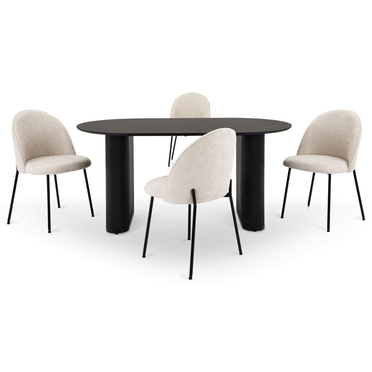 ESSGRUPPE MAXIM CASSIE 5er Set schwarz - Schwarz, Metall (160/76/90cm) - IDIMEX