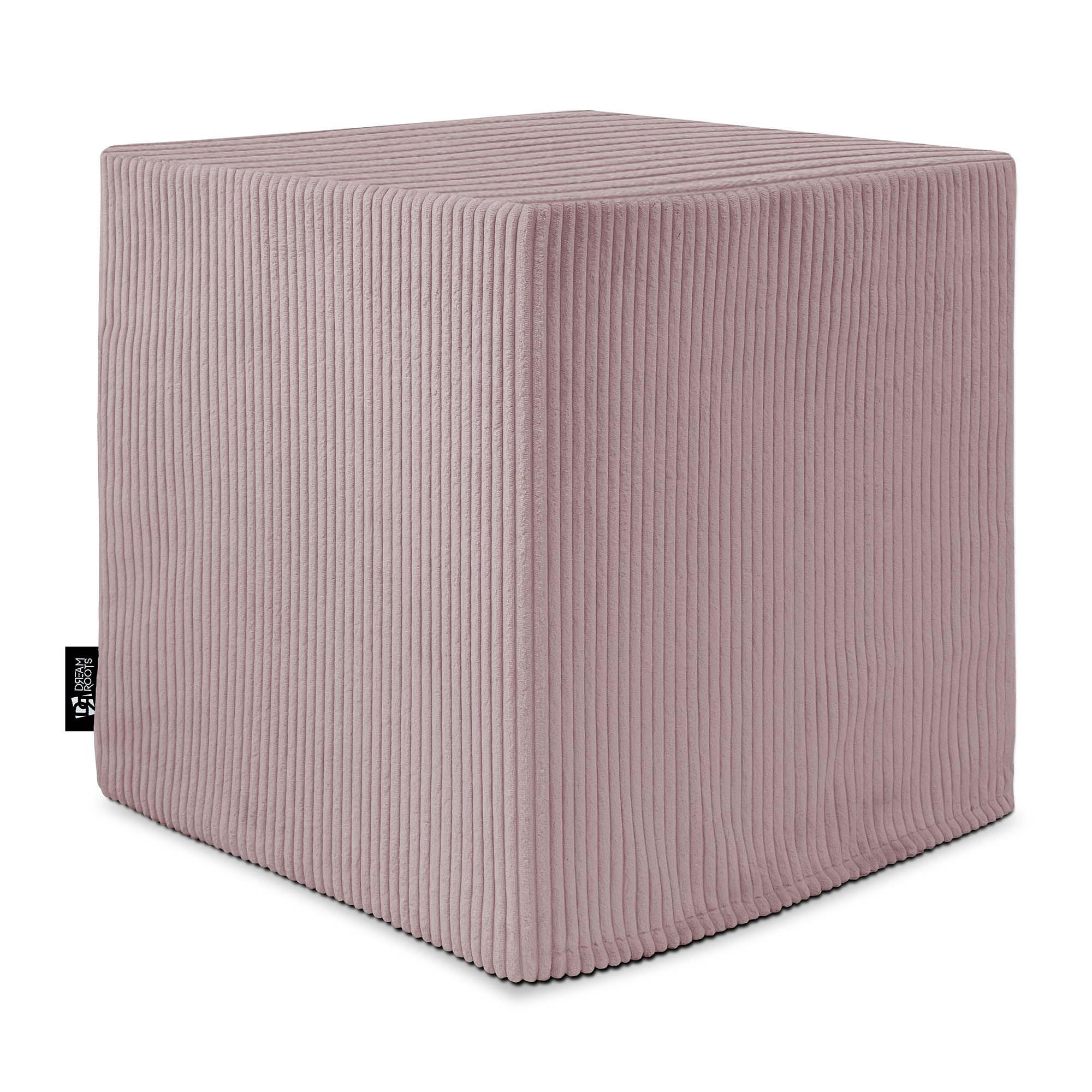 SITZWÜRFEL QUBIK 40/40/40 cm Cord Silver Pink - Rosa, Textil (40/40/40cm) - Dreamroots