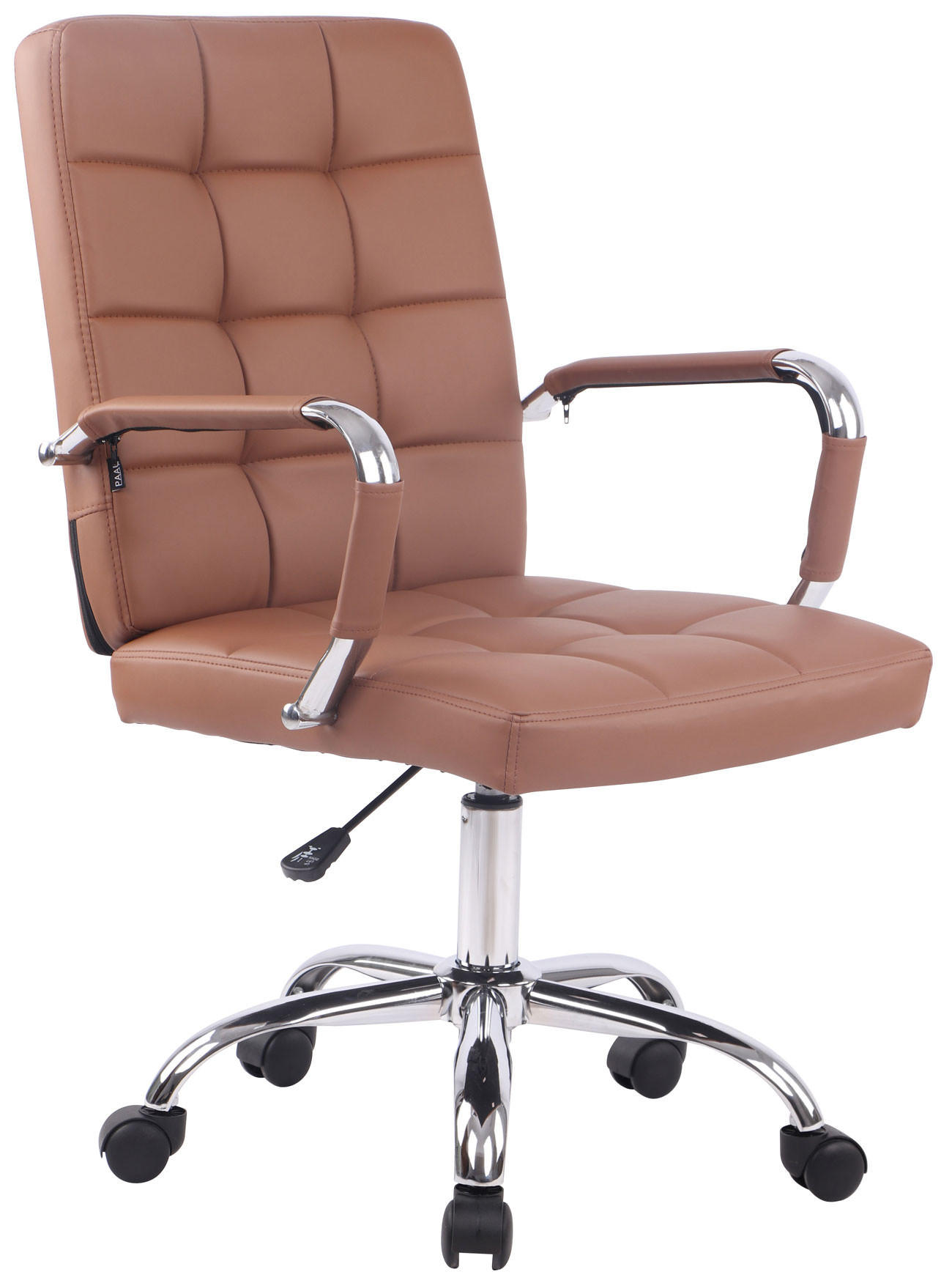DREHSTUHL Lederlook hellbraun - Hellbraun, Textil/Metall (59/91/63cm) - CLP