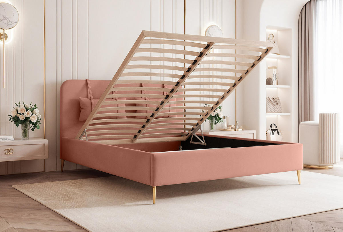 POLSTERBETT Rexal 120x200 cm, Altrosa - Pink, Textil (200/120cm) - Fedve