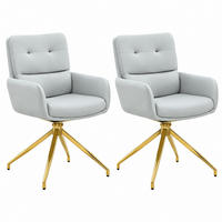 DREHSTUHL 2er-Set 360° drehbar Höhe 85 cm PU Hellgrau Goldfarben - Hellgrau, Metall (50/85/55cm) - Meubliv