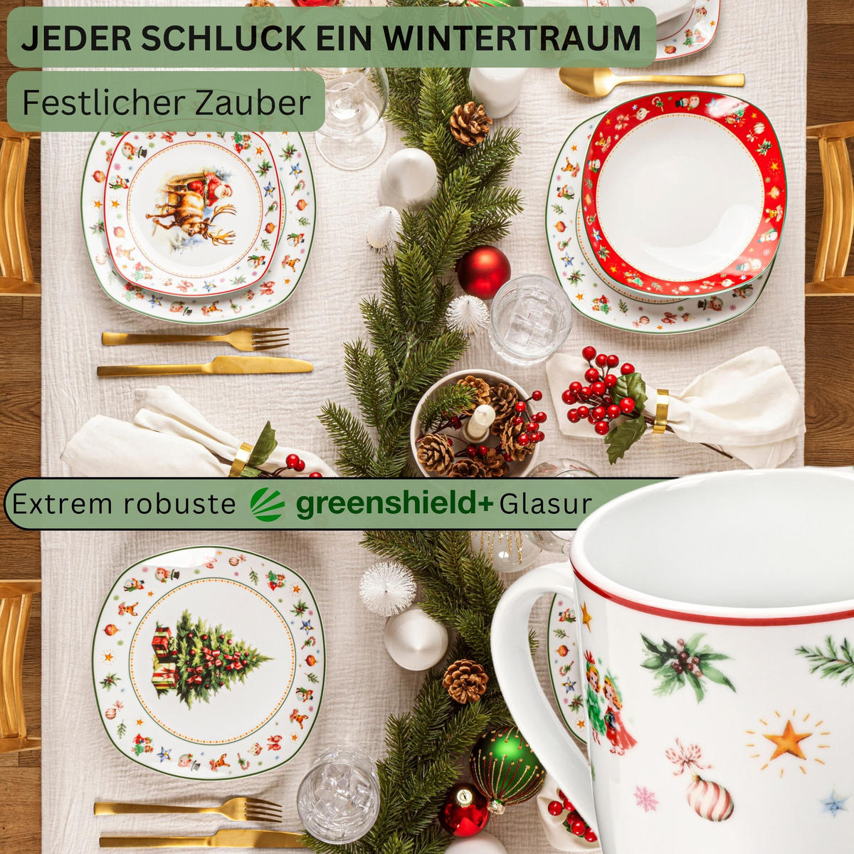 KAFFEEBECHER SET BILGOLA CHRISTMAS DESIGN - 6 teilig aus Porzellan - Weiß, Keramik (0.4L) - Sänger