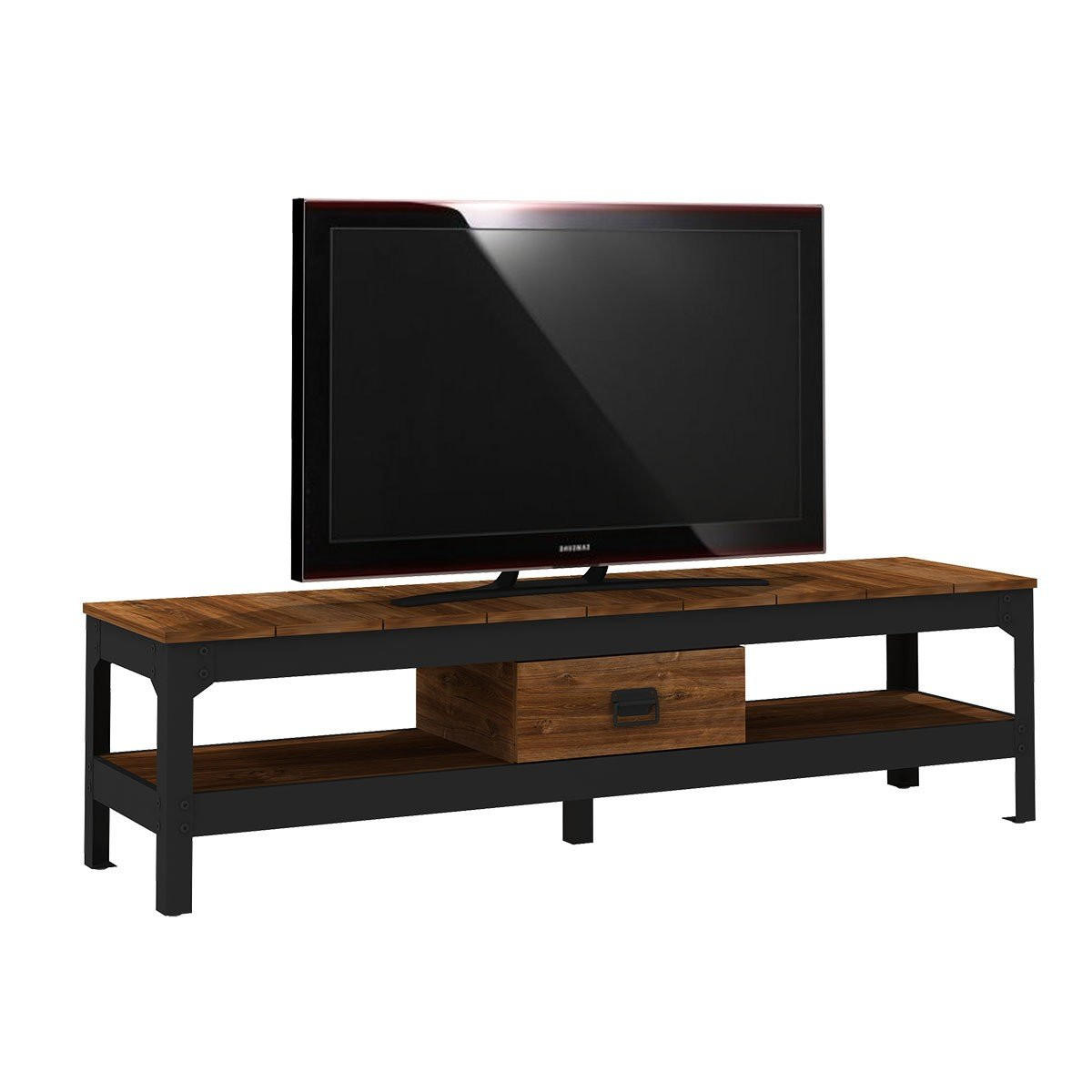 TV-MÖBEL Farbe Alt-Eiche mit 2 Ablagen und 1 Schublade - 151/38.5/40 cm - Nussbaumfarben, Holzwerkstoff (38.5/40/150.9cm) - Calicosy